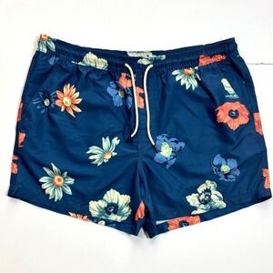 American‎ Eagle 4.5” Blue Floral Swim Trunks Shorts Size L